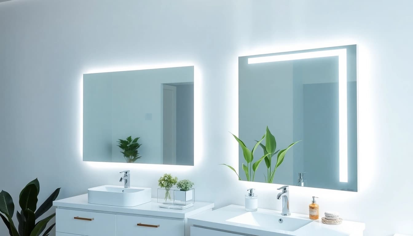 Enhance your space with a stylish mirror and led lights for a brighter bathroom atmosphere.