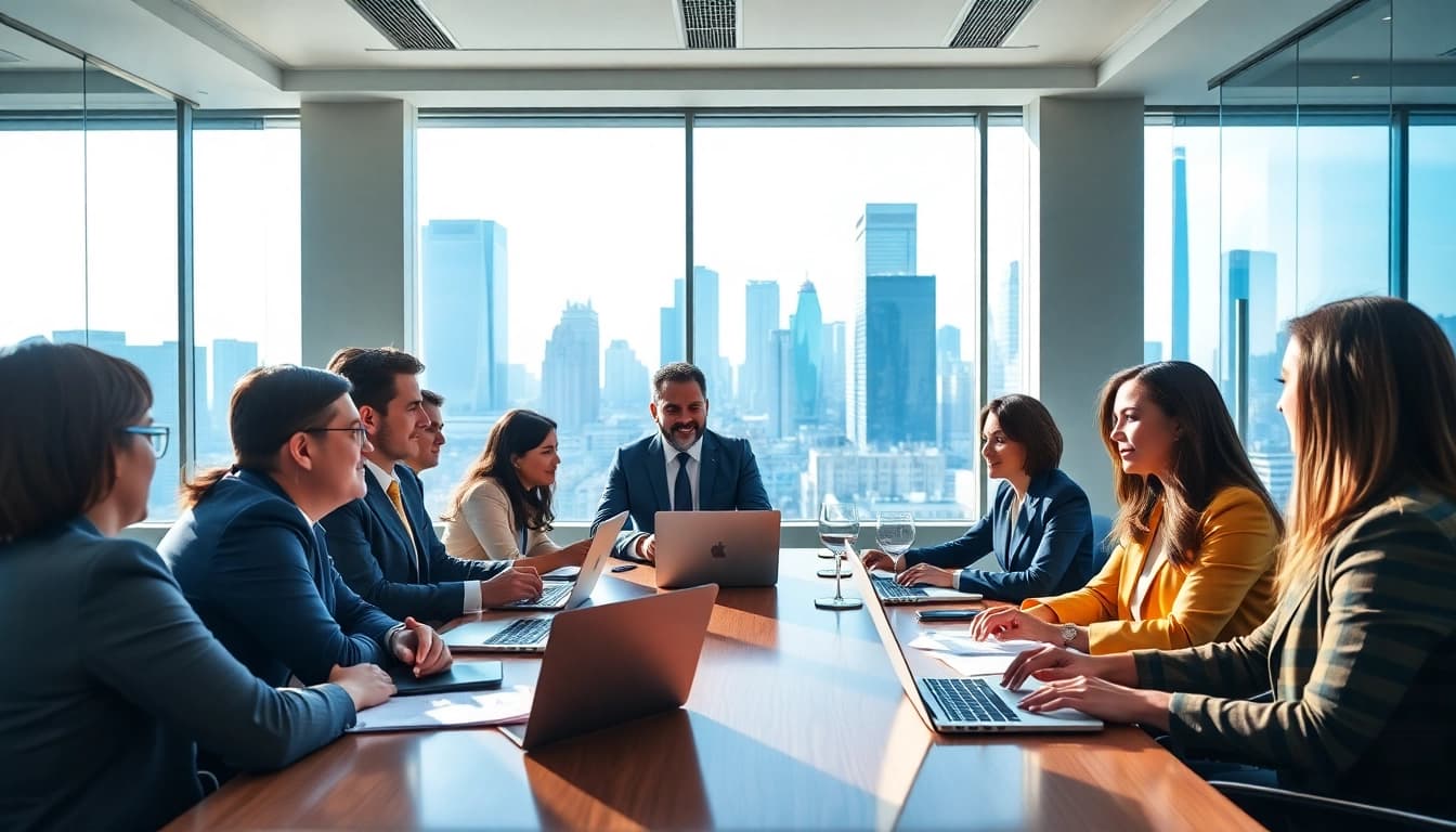 M&A 협상 중인 전문가들의 비즈니스 미팅 장면을 보여주는 사진
