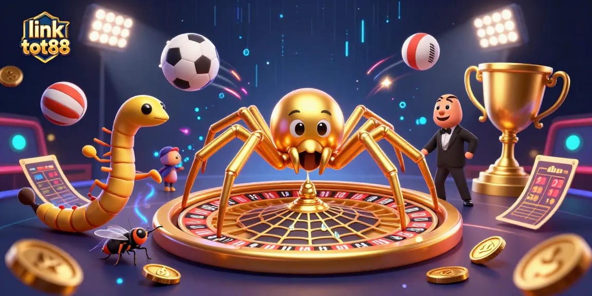 Engage with the vibrant scene representing link tot88 as characters bet in a lively casino atmosphere.