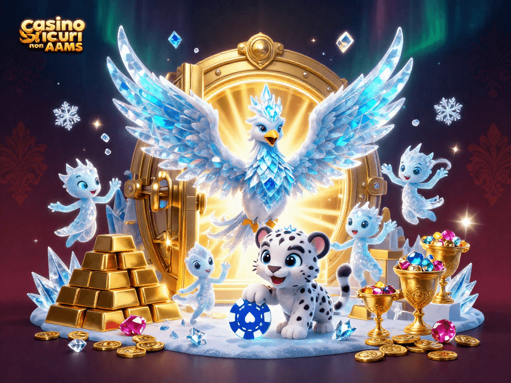 Gioca nei casino sicuri non AAMS con la magia di una fenice di ghiaccio e giochi scintillanti.