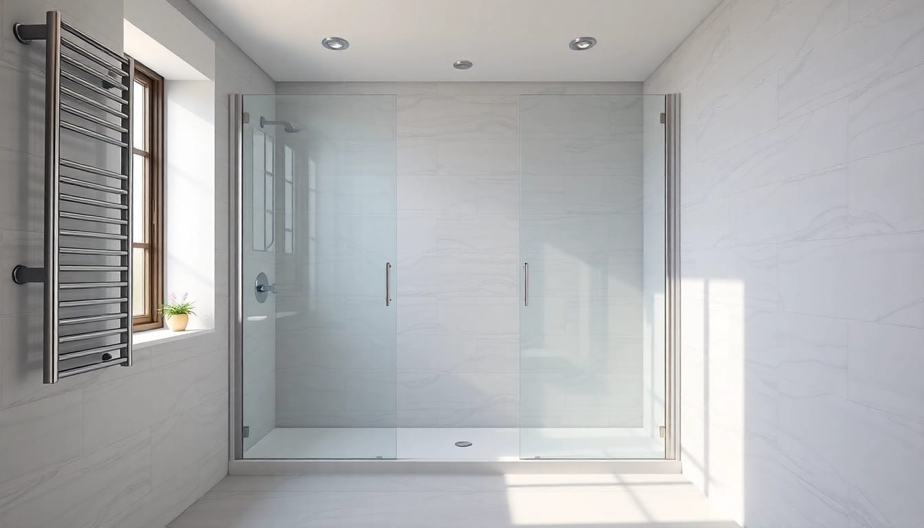 Moderne duschkabine 80x80 eckeinstieg in einem eleganten Badezimmer mit klaren Linien und natürlichen Lichtquellen.