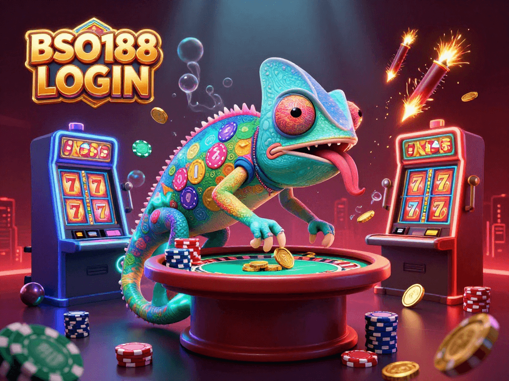 Experience BSO188 LOGIN and enjoy exciting casino games with the colorful chameleon owner and dynamic gaming elements.
