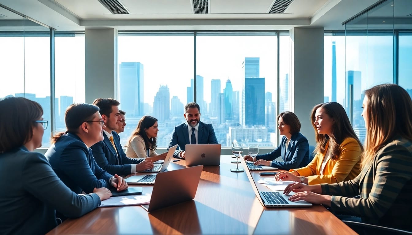 M&A 협상 중인 전문가들의 비즈니스 미팅 장면을 보여주는 사진