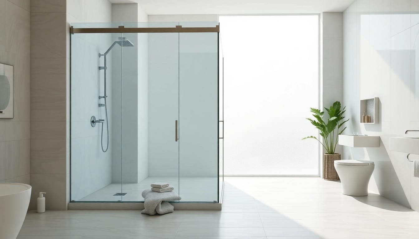 Discover elegant showers in a luxurious bathroom with sleek design and soothing ambiance.