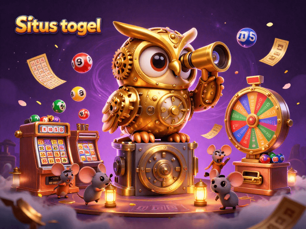 Engage in thrilling gaming experiences with situs togel, featuring vibrant lottery balls and a majestic golden owl.