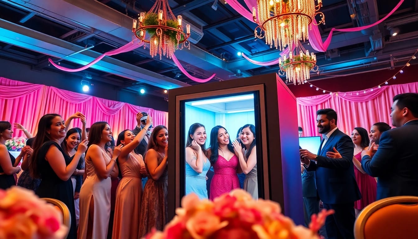 Engaging photo booth rental Chicago experience with attendees creating fun memories.