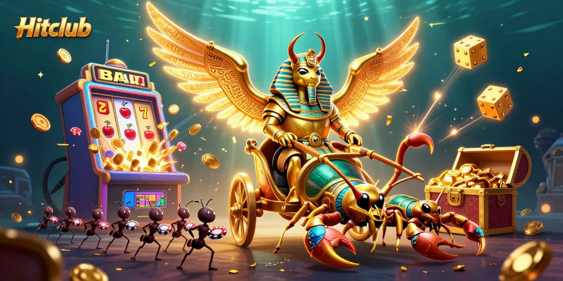 Hitclub players can ride the excitement of winning with a vibrant casino-themed illustration featuring epic jackpots.