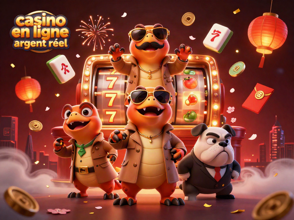 Profitez d'une scène de casino en ligne argent réel avec des éléments colorés et dynamiques.