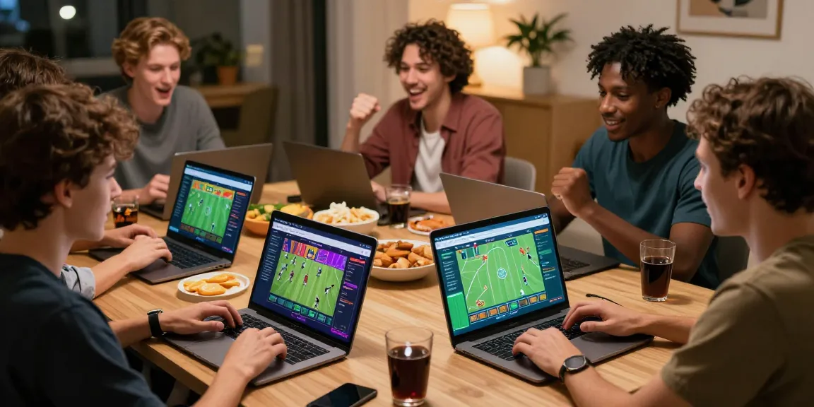 Friends engaged in online betting on fabet platform, showcasing energetic gaming atmosphere.