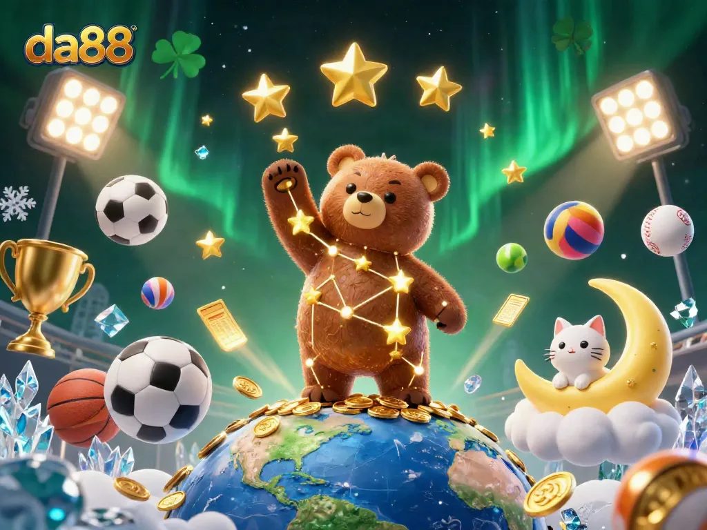 Engage with da88's thrilling wins while playing dynamic sports games amidst glittering, starry backgrounds