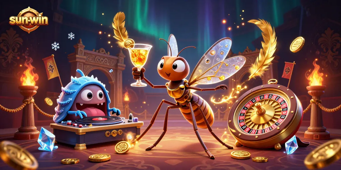 Experience sun-win's thrilling gaming adventure with a vibrant mascot and captivating casino elements.