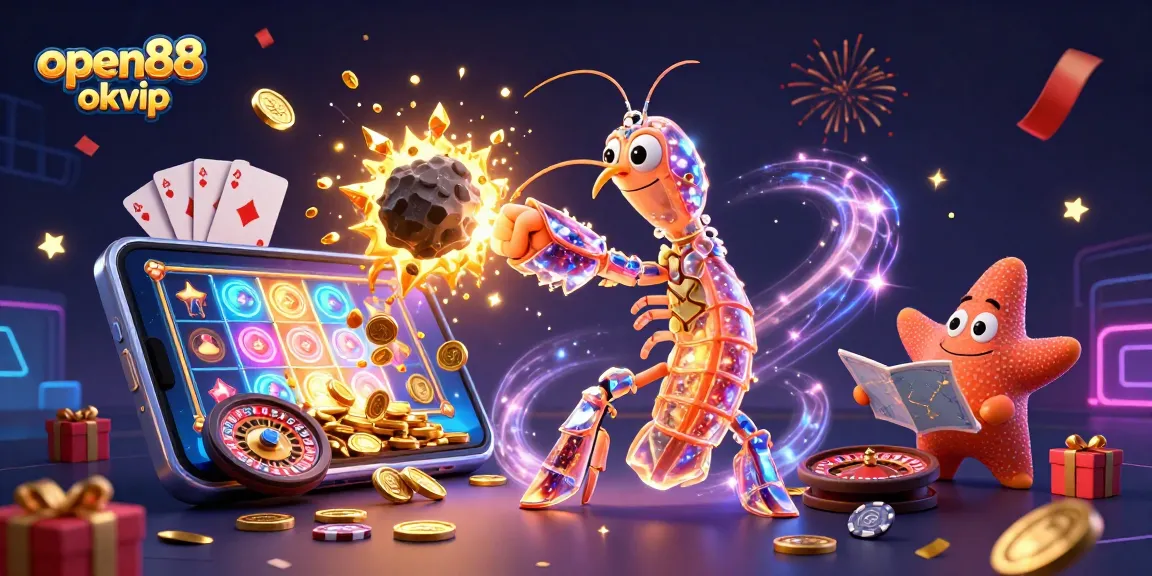 Experience the excitement of open88 okvip with a 3D cartoon galactic samurai and game elements bursting into action.