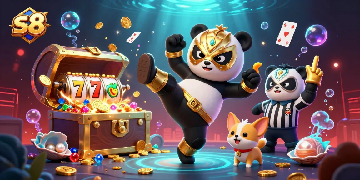 S8 transforms gaming excitement with a vibrant 3D scene featuring animated characters and casino elements.