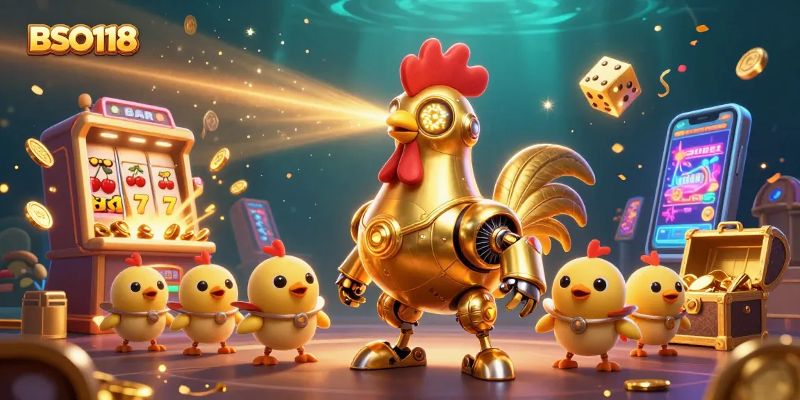 Engage in thrilling gameplay with BSO118 as the golden rooster robot and baby chicks capture jackpots.