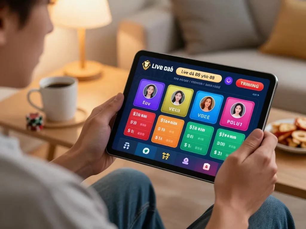 Experience đá gà 88 trực tiếp streaming on a tablet during an engaging online gaming session.