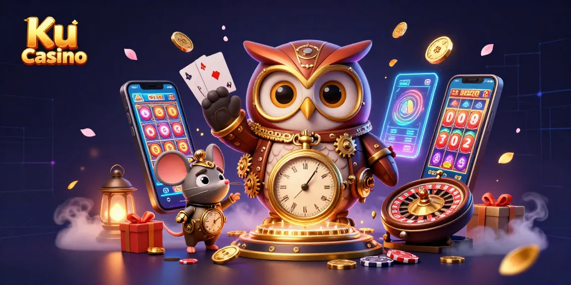 Experience thrilling gameplay at Ku casino with an energetic 3D scene showcasing animated characters and vibrant casino elements