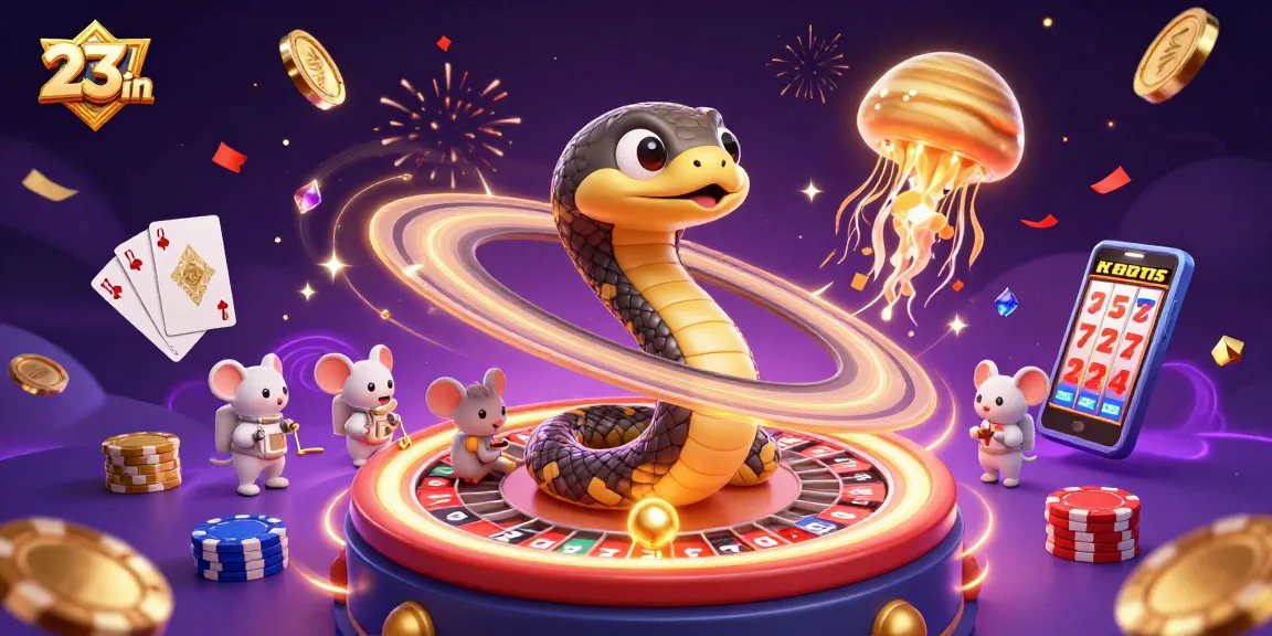 Explore thrilling gambling actions at 23win with astronaut mice betting in a cosmic casino environment.