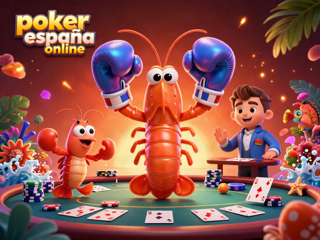Disfruta del póker España online en una vibrante ilustración 3D con extravagantes elementos de casino.