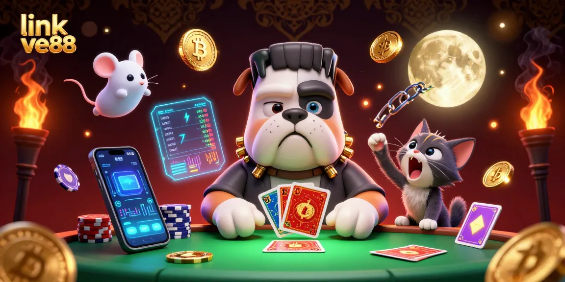 Engage at link ve88 with a lively casino scene featuring a unique bulldog dealer and enchanting gaming elements.
