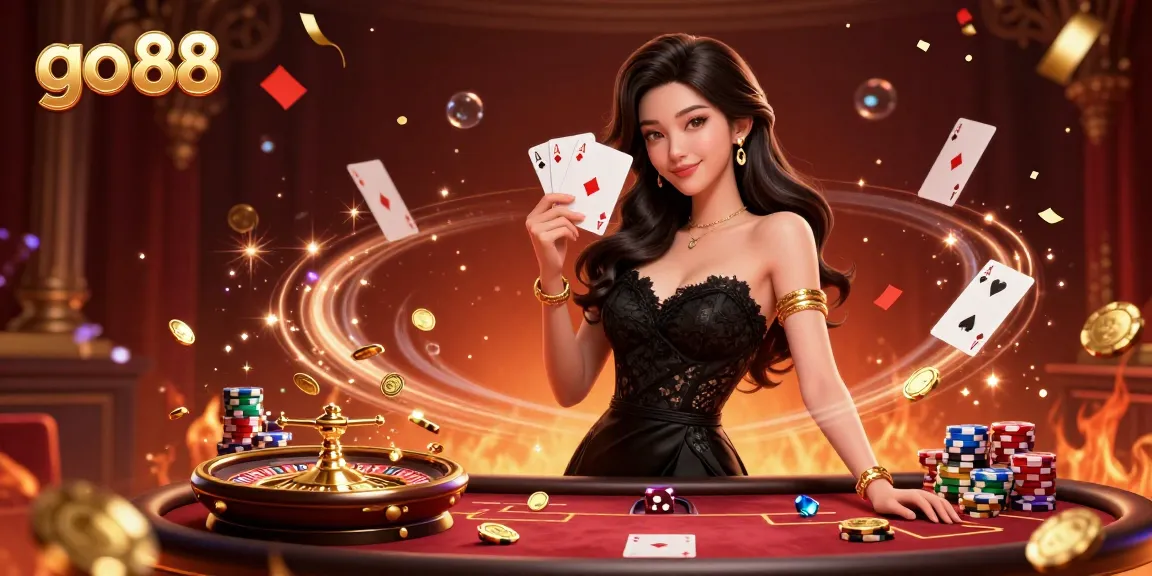 Engage in exciting gameplay with go 88 featuring a dazzling Asian woman and vibrant casino elements.