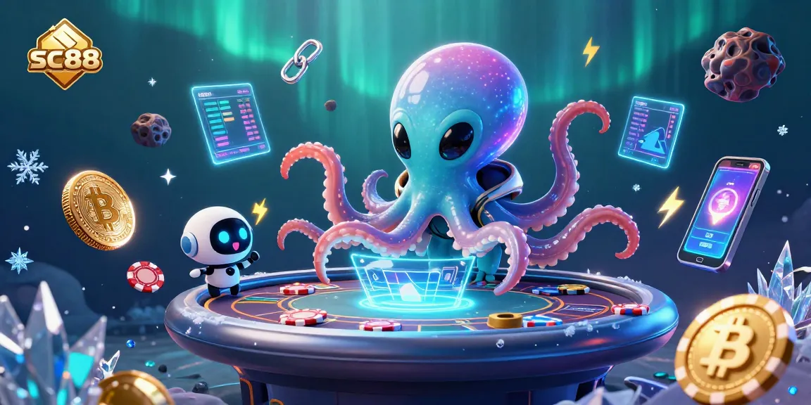 Join the excitement at SC88 with an alien octopus operating a unique poker game in style.