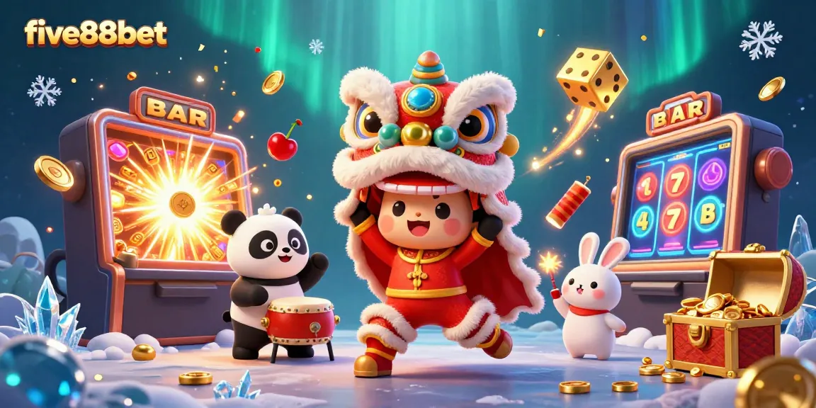 Experience the excitement of five88bet with a lively slot celebration featuring dynamic casino elements and characters.