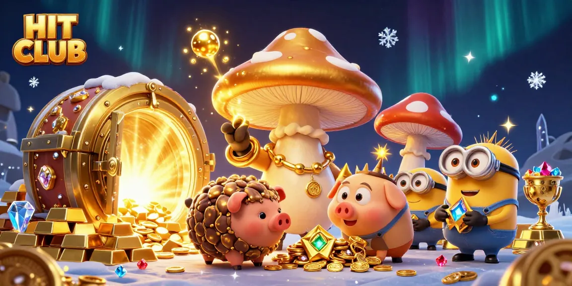Engage with HIT CLUB's magical casino adventure featuring colorful characters, riches, and treasure in an enchanting scene.