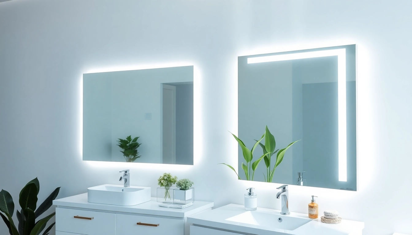 Enhance your space with a stylish mirror and led lights for a brighter bathroom atmosphere.