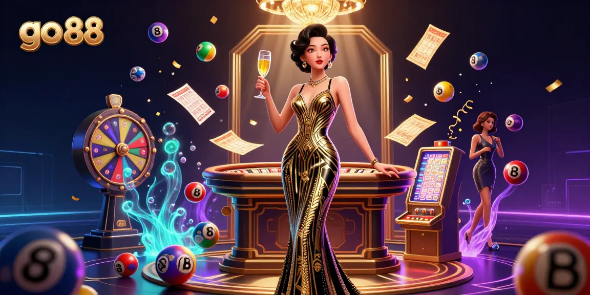Experience vibrant gaming action with go 88 as colorful lottery balls bounce and golden prizes celebrate luck.