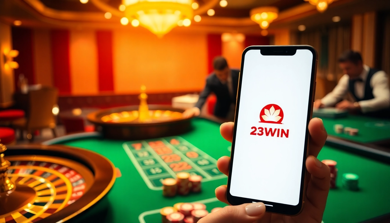 Experience thrilling online gambling at 23WIN with vibrant casino tables and gaming action.