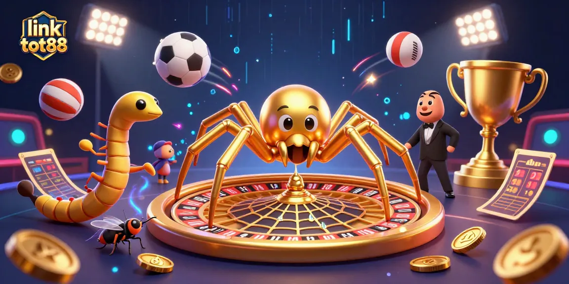 Engage with the vibrant scene representing link tot88 as characters bet in a lively casino atmosphere.