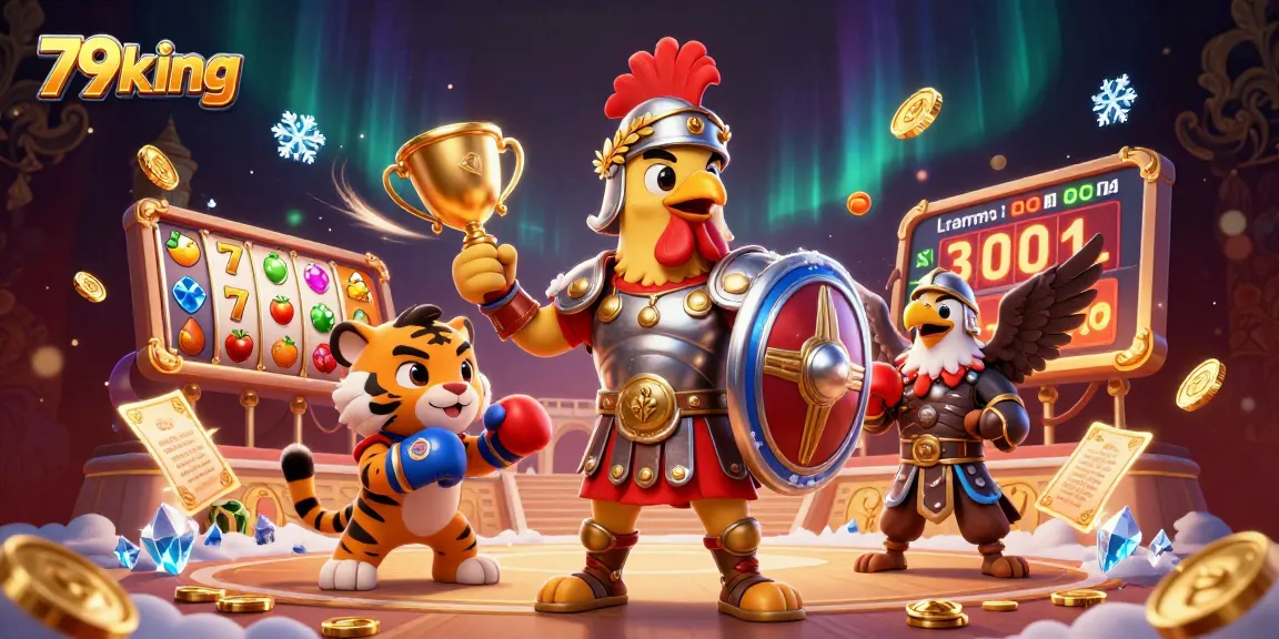 Engage in thrilling gaming action with 79king, where the gladiator rooster rules the arena.