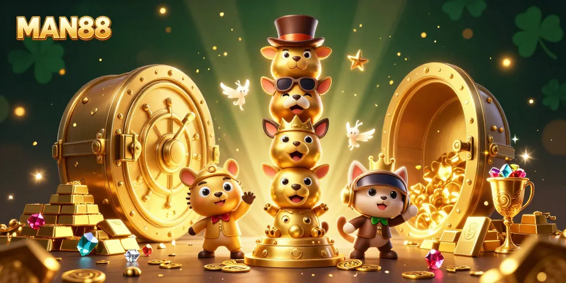 Experience the thrill of winning at MAN88 with rich casino elements and dazzling 3D art.