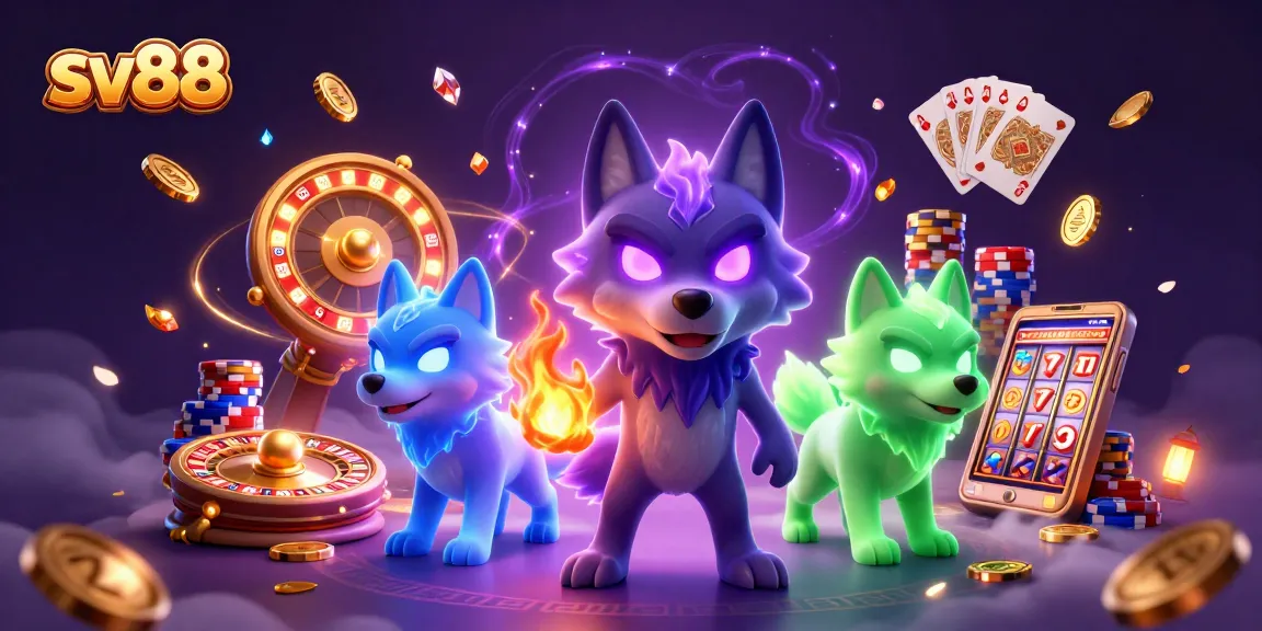 sv88 showcases thrilling gameplay with a ghostly wolf pack amidst casino excitement.