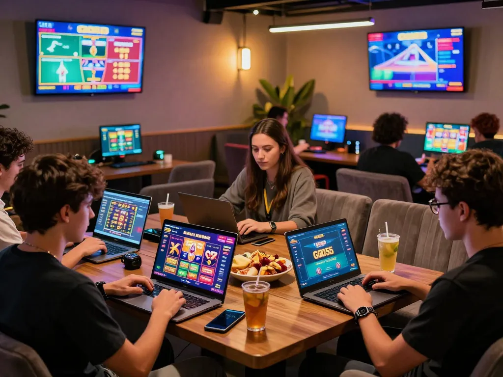 Experience sports betting and online casino games at https://god55vn.org/ in a vibrant gaming lounge filled with excitement.