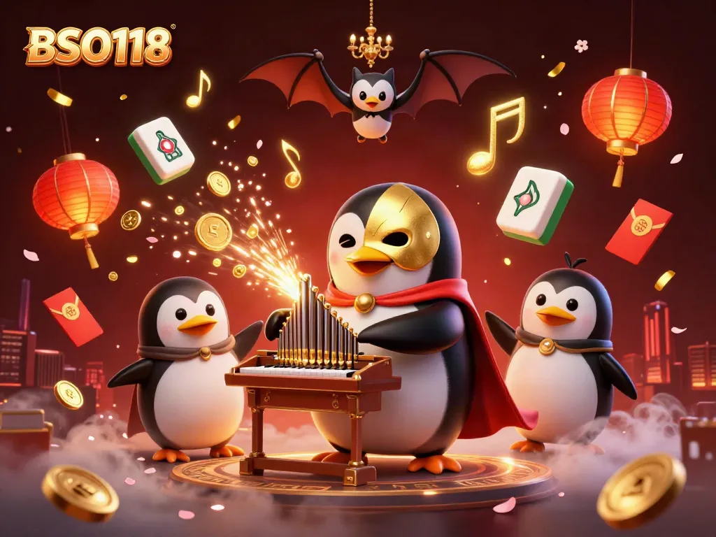 Experience gameplay with BSO118 in a vibrant 3D scene filled with gold coins and festive elements.