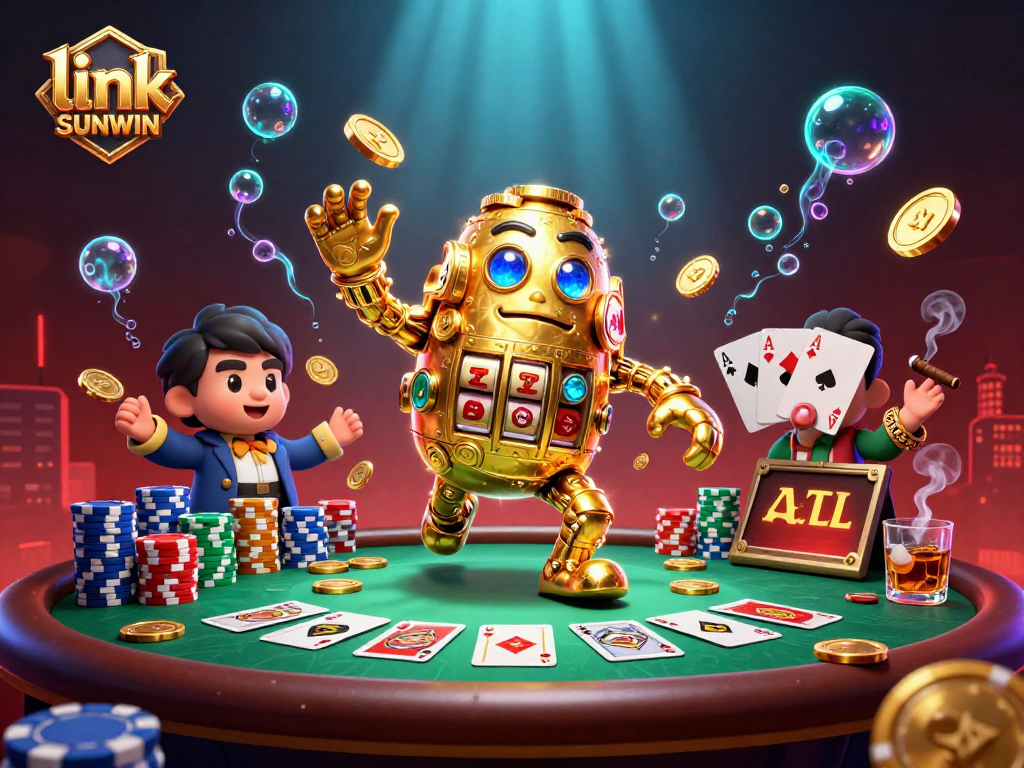 Engage with the dynamic features of link SUNWIN as golden golem and poker elements create an electrifying scene.