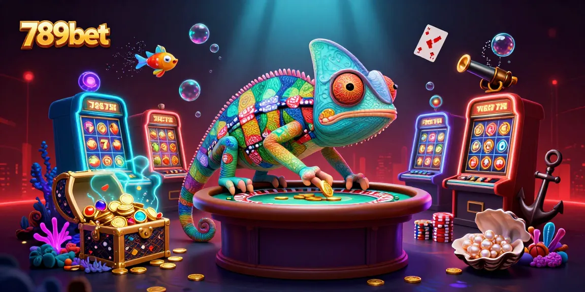Experience thrilling plays with 789bet as vibrant chameleon casino owner captures golden coins.