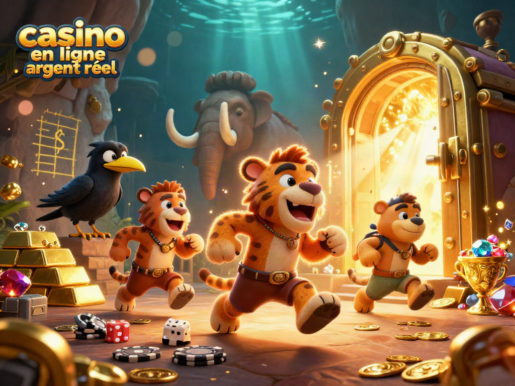 Jouer dans un casino en ligne argent réel avec des personnages préhistoriques et des éléments dynamiques.