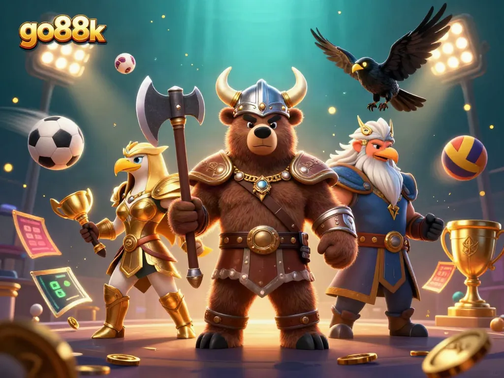 Experience the excitement of go88k with dynamic sports elements and engaging characters in a vibrant scene.