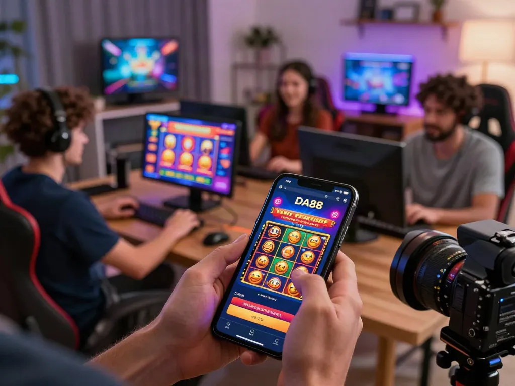 Engaged players exploring the DA88 online gaming platform with diverse games and a modern atmosphere.