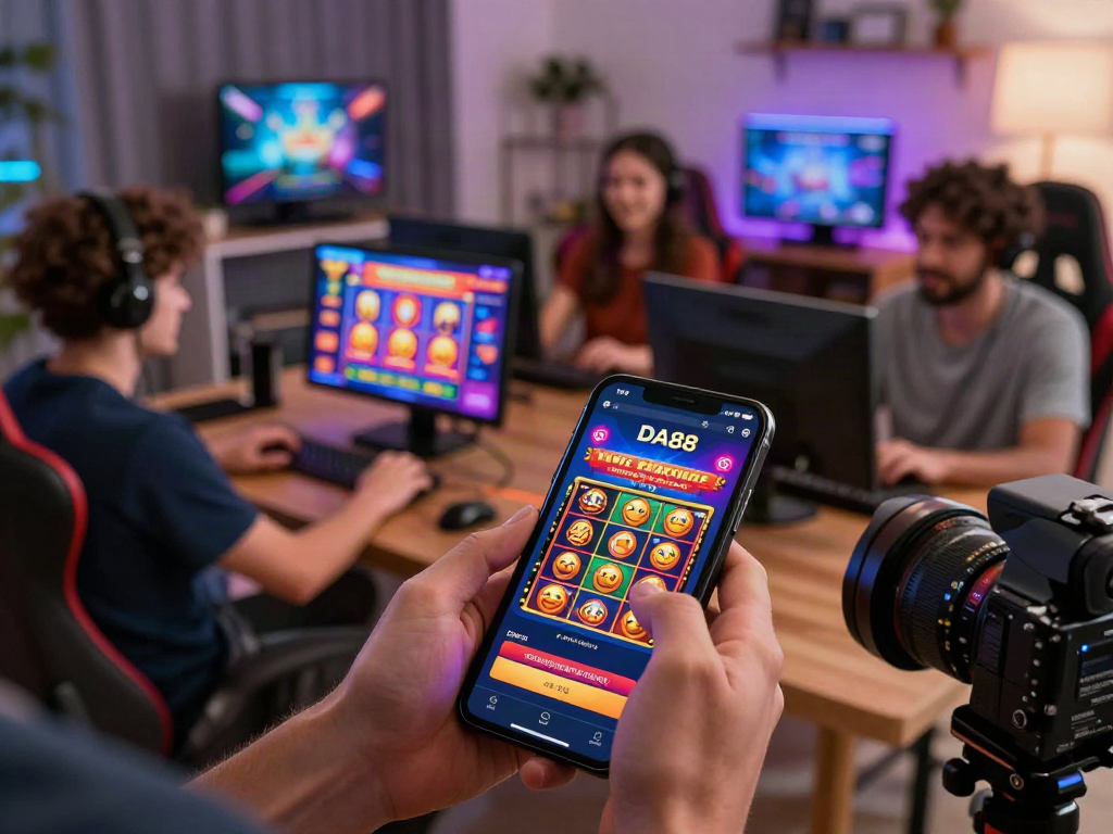 Engaged players exploring the DA88 online gaming platform with diverse games and a modern atmosphere.