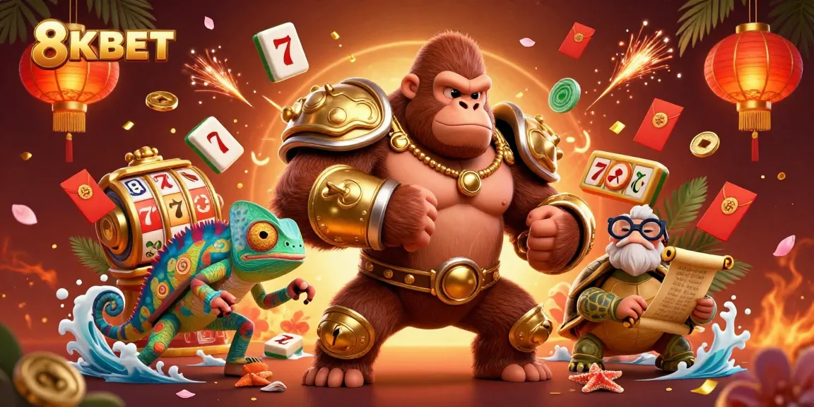 Engage in exhilarating gameplay at 8KBET, showcasing vibrant characters and casino elements.