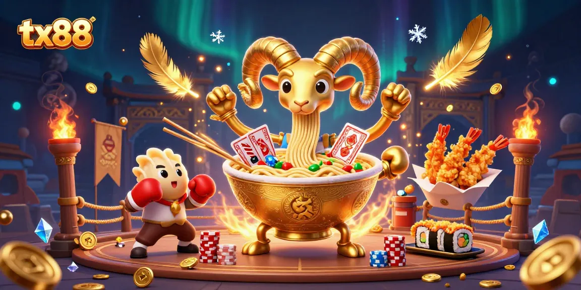 Experience the excitement of tx88 with a vibrant 3D casino scene featuring unique cartoon characters.
