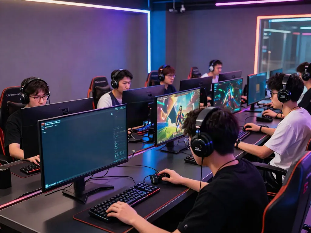 Players enjoying the QQMacan link in a vibrant gaming environment with modern technology