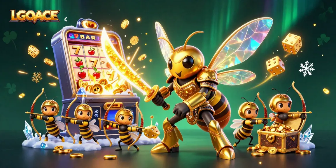 LGOACE showcases an exciting jackpot scene with a golden hornet samurai surrounded by vibrant casino elements.