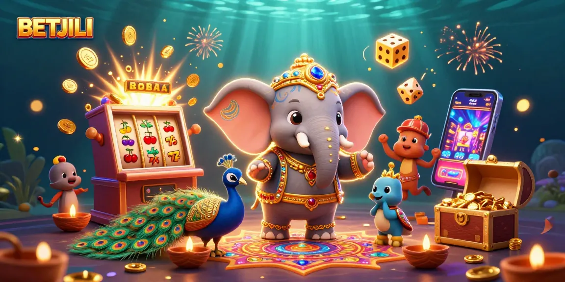 Engage with BETJILI in a vibrant, festive 3D casino scene filled with colorful elements and jackpots.