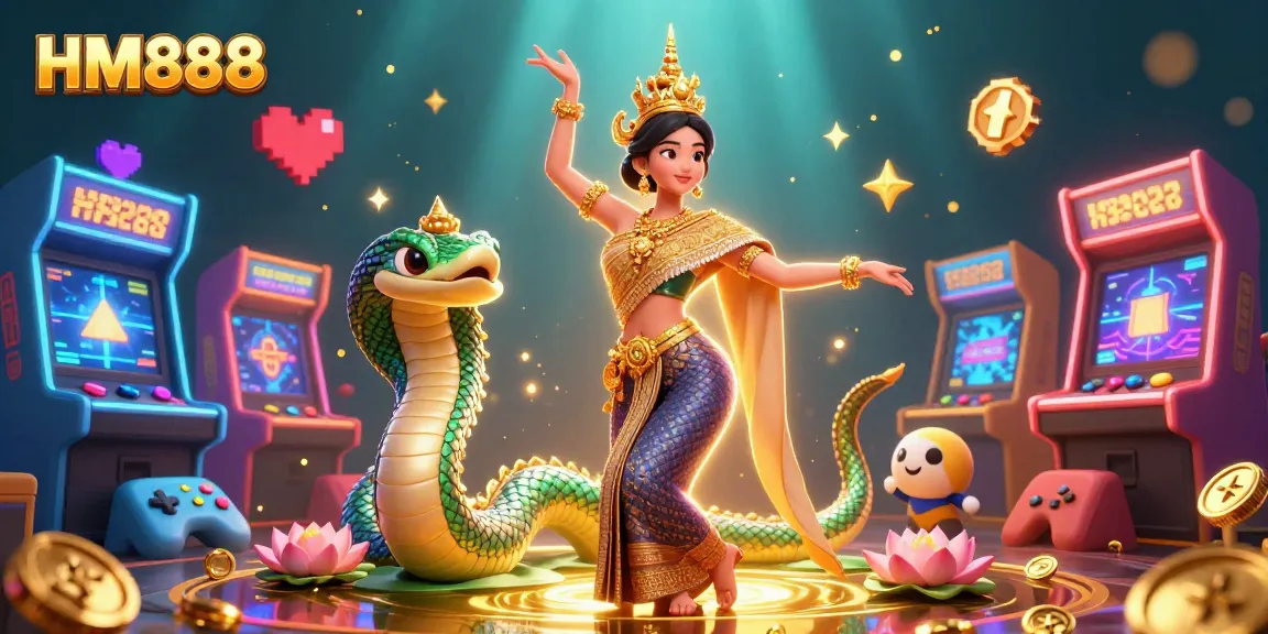 Experience thrilling gaming adventures at HM888 with vibrant characters and captivating casino elements.