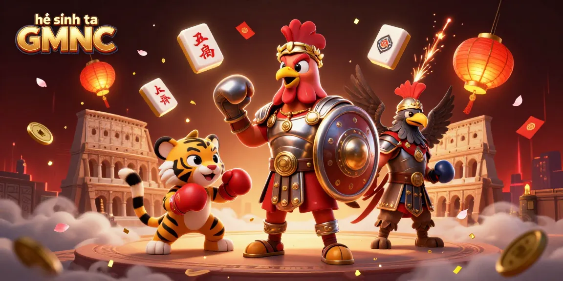 Engage with the vibrant gambling world of hệ sinh thái GMNC, featuring dynamic 3D carnival characters.