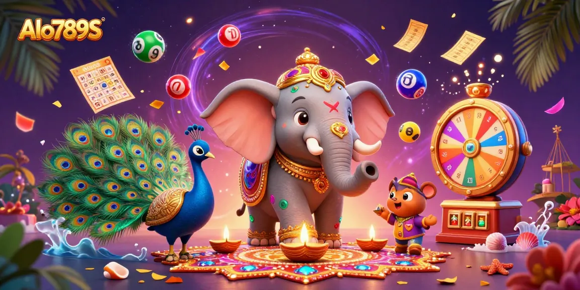 Alo789S players engage in vibrant gambling action with colorful elements and festive atmosphere.